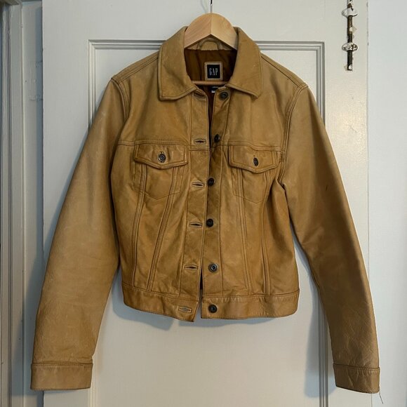 Gap Vintage Classic Leather Jacket (Size M) - Picture 1 of 10